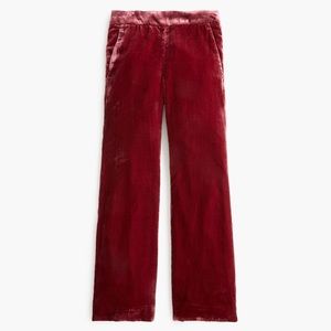 J. Crew Velvet Wide Leg Pants in Burgundy